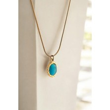 ÇLK Accessories Çelik Kedi Gözü Altın Kapla Kolye