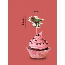 My Design Dinozor T-Rex Doğum Günü Pasta Kürdanı, 12 Adet Cupcake Süsü