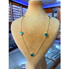 Firuze Gümüş Yeşil Taşlı Gümüş Kolye