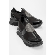 Ccway Kadın Taşlı Streç Spor Ayakkabı SİYAH