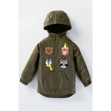 Modacity Sevimli Orman Hayvanları Figürlü Pamuk Astarlı Kapüşonlu Çocuk&bebek Yağmurluk-Mont