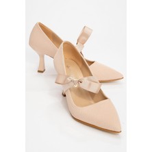 Ccway Kurdeleli Kadın Topuklu Ayakkabı Ten