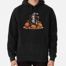 Hvit Stein Unisex Scary Halloween Skeleton Spooky Vibes Baskılı Sweatshirt