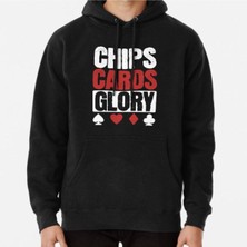 Hvit Stein Unisex Chips, Cards, Glory Poker Lover Baskılı Sweatshirt