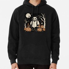 Hvit Stein Unisex Halloween Panda, Halloween Pumpkin Forest Baskılı Sweatshirt