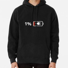 Hvit Stein Unisex 1% Low Battery Baskılı Sweatshirt