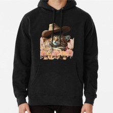 Hvit Stein Unisex Cowboy Cat Sleeping With Cowboy Hat Baskılı Sweatshirt