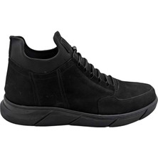 Çiğdem Kundura Gamze 726 Gerçek Deri Lastik Bağlı Içi Yünlü Erkek Bot - Siyah Nubuk - 46