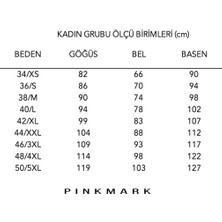 Pınkmark Kadın Vizon Kuşaklı Kruvaze Büyük Beden Uzun Ceket PMCK25541