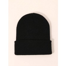 ( 1 Adet ) Unisex Katlamalı Bere.  Siyah Renk Bere