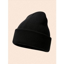 ( 1 Adet ) Unisex Katlamalı Bere.  Siyah Renk Bere