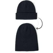 ( 1 Adet ) Unisex Katlamalı Bere.  Siyah Renk Bere
