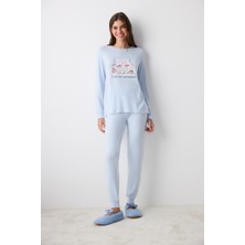 Penti Lazy Weekend Açık Mavi Pantolon Pijama Takımı
