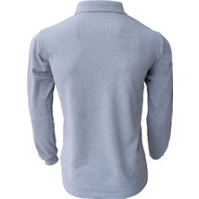 Mesay Polo Yaka Gri Uzun Kol Sweatshirt