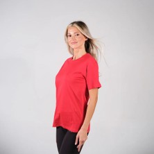 BafacoTekstil %100 Pamuklu Kırmızı Basic T-Shirt Erkek / Kadın