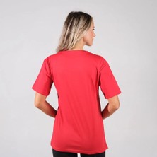 BafacoTekstil %100 Pamuklu Kırmızı Basic T-Shirt Erkek / Kadın