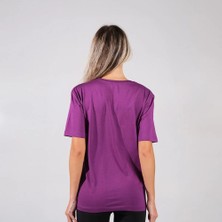 BafacoTekstil %100 Pamuklu Mor Basic T-Shirt Erkek / Kadın