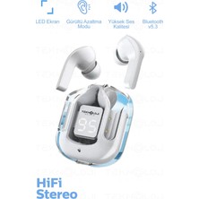 Arell Teknoloji Ultrapods Max  Wireless 5.3 Kablosuz Bluetooth Kulaklık Powerbank Özellikli Dijital Ekranlı Enc Modu - Beyaz