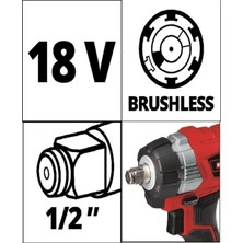 Einhell Te-Cw 18 Li Bl Akülü Şarjlı Somun Sıkma Kömürsüz + 2.5 Ah Starter Kit