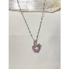 JOJ ACCESUARES Pembe Taşlı Çelik Kolye