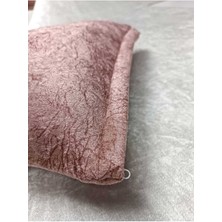 Woodhub Kadife Kumaş 40x40 4 Lü Kırlent Takımı Gülkurusu Damar Desenli Dekoratif