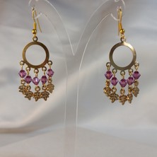 Crystal Atelier Yaprak Figürlü Kırmızı Renk Sallantılı Küpe