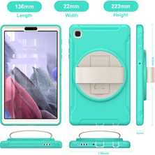 Seashell Digital Samsung Galaxy Tab A7 Lite 8.7 Inç T220 T225 T225N T225C 360° Standı Pc Tpu El Kayışı Cyan Tablet Kılıfı (Yurt Dışından)