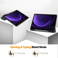 Seashell Digital Samsung Galaxy Tab S9 Fe tab S9 Akıllı Pu Deri Tpu Üç Katlı Stand Kalem Tutucu Tablet Kılıfı (Yurt Dışından)