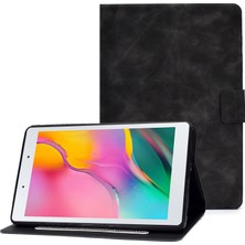 Seashell Digital Samsung Galaxy Tab A 8.0 (2019) SM T290 (Wi Fi) Düşme Önleyici Sığır Derisi Dokulu Pu Deri Folyo Kart Tutuculu Standı Tablet Kılıfı (Yurt Dışından)