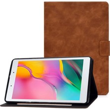 Seashell Digital Samsung Galaxy Tab A 8.0 (2019) SM T290 (Wi Fi) Düşme Önleyici Sığır Derisi Dokulu Pu Deri Folyo Kart Tutuculu Standı Tablet Kılıfı (Yurt Dışından)