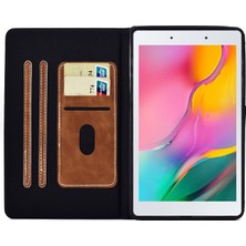 Seashell Digital Samsung Galaxy Tab A 8.0 (2019) SM T290 (Wi Fi) Düşme Önleyici Sığır Derisi Dokulu Pu Deri Folyo Kart Tutuculu Standı Tablet Kılıfı (Yurt Dışından)