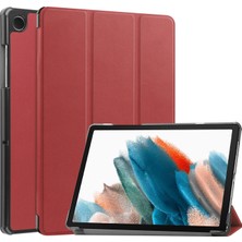 Seashell Digital Samsung Galaxy Tab A9 Üç Katlı Stand Pu Deri Tam Koruma Şarap Tablet Kılıfı (Yurt Dışından)