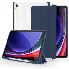 Seashell Digital Samsung Galaxy Tab S9 Koruyucu Üç Katlı Stand Pc Tpu Pu Şeffaf Arka Tablet Kılıfı (Yurt Dışından)