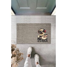 Miraxx Dijital Baskı On The Rock Köpek Dekoratif Kapı Paspası K 2041