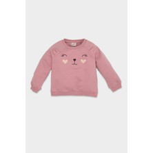 DeFacto Kız Bebek Bisiklet Yaka Baskılı İçi Yumuşak Tüylü Sweatshirt D7207A524WN