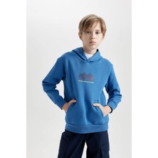 DeFacto Kapüşonlu Sırt Baskılı Cepli Sweatshirt Erkek Çocuk D3052A824WN