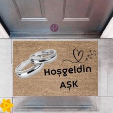 Miraxx Kapı Önü Paspası Dekoratif Dijital Baskı Hoşgeldin Aşk P 2439