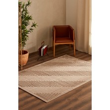 Kaşmir Halı 7/24 Iskandinav Corner Bej 80X150 cm Salon Mutfak Halısı Yolluk Kilim