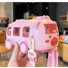 Kids Rainbow Otobüs  Figürlü Pipetli Suluk Matara (Koku Yapmaz )