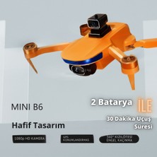 Piha B6 Mini Drone  2 Batarya ile 30 Dakika Uçuş Beni Takip Et Modu Gps 1080P Hd Çift Kamera 5g Wı-Fı Gimbal Kamera Engelden Kaçınma Modu