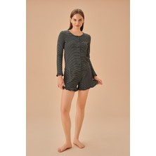 Suwen Elsa Gömlek Yaka Şort Pijama Takımı