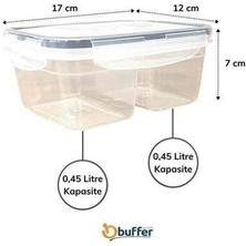 2 Bölmeli 0,45+0,45 Litre Kilitli Kapaklı Erzak Saklama Kabı LC-524