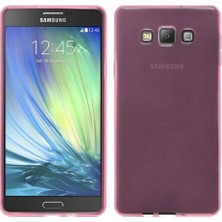 Samsung Galaxy A7 (A700) Kılıf Soft Silikon Şeffaf-Pembe Arka Kapak