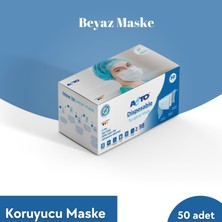 Acto Acto® Surgıcal Mask | Koruyucu Maske Meltblown Kumaş, Filtreli, Burun Klipsli, 3 Katlı, Beyaz