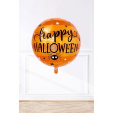 Pekshop Happy halloween yuvarlak turuncu balon cadılar bayramı konsept yuvarlak folyo balon 45 cm