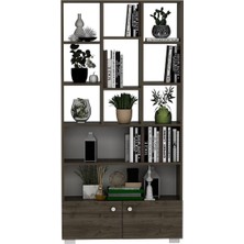 Demonte Home Mobilya Penguendh 2 Kapaklı 11 Raflı Kitaplık Ceviz