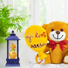 Md Iyi Ki Varsın Balonlu Peluş Ayıcık & Küçük Prens Işıklı Kule Kar Küresi Arkadaşa Hediye