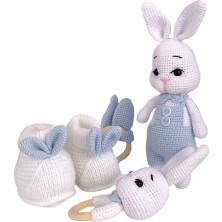 Anatoya Amigurumi Tavşan Pamuk Set- Tavşan/patik/diş Kaşıyıcı/çıngırak - Anatoya