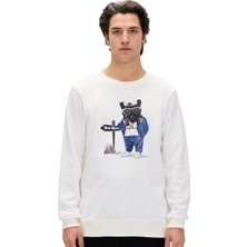 Bad Bear 24.02.12.020 Panther Crewneck Sweatshirt Beyaz