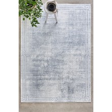 Kaşmir Halı Sare By Kaşmir Halı Bordure Grey Yıkanabilir Kaymaz Taban 80X300 cm Salon Mutfak Halısı Yolluk Kilim